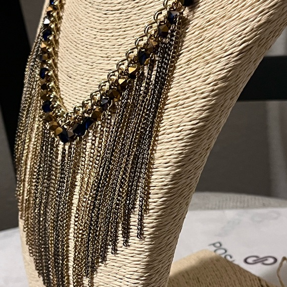 🔵PASSIANA NWOT AUTHENTIC GOLD-PLATED  BRASS FRINGE STATEMENT NECKLACE - Picture 7 of 17
